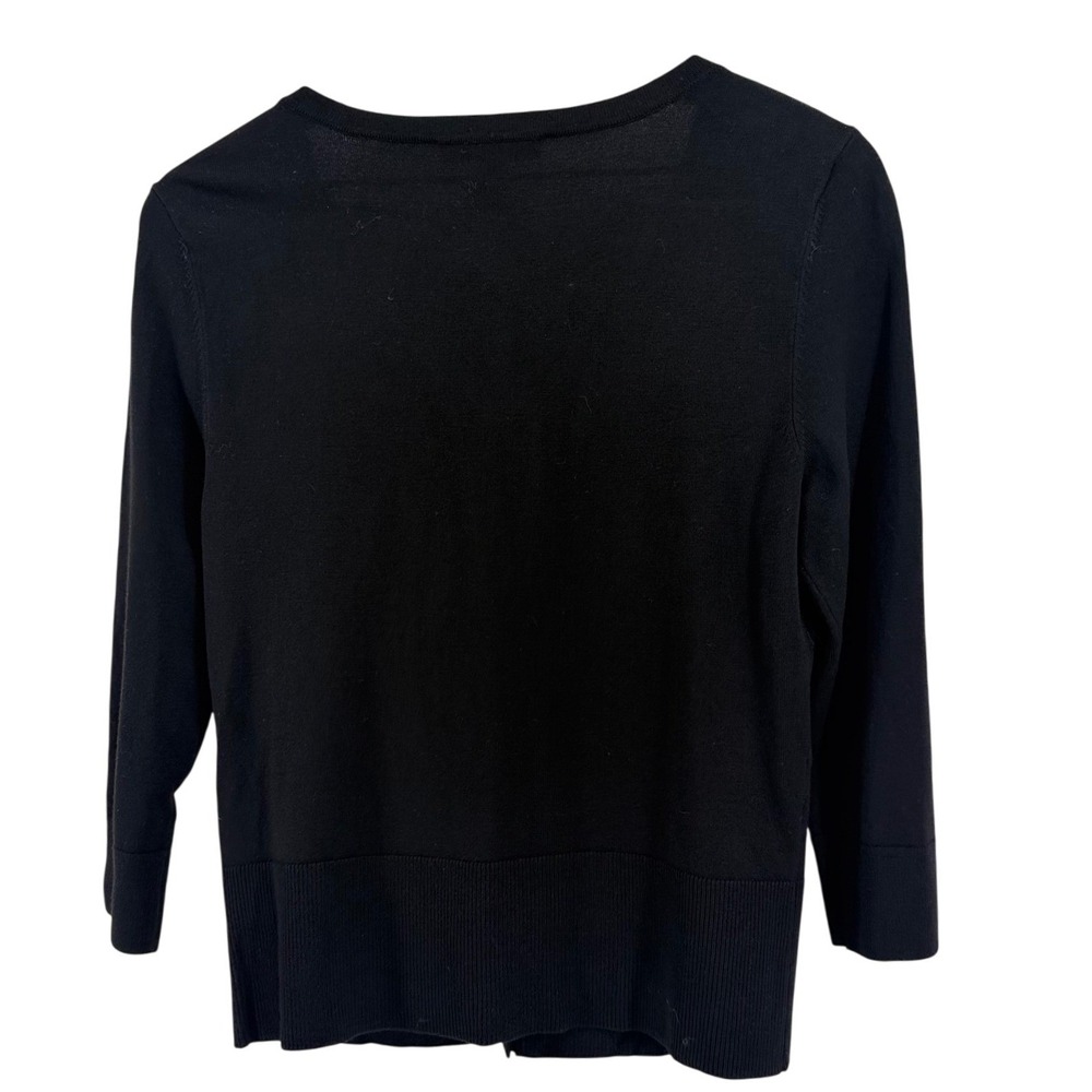 White House Black Market Womens Black Snap Front 3/4 Sleeve Cardigan Sweater S - Picture 4 of 9